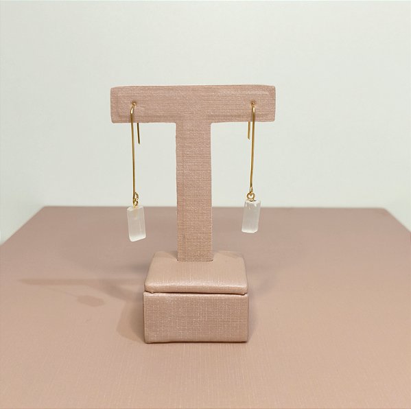 Brinco Longo Selenita - "Limpeza Energética." - Semijoia