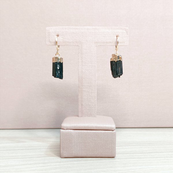 Brinco Click Turmalina Negra - "Proteção"