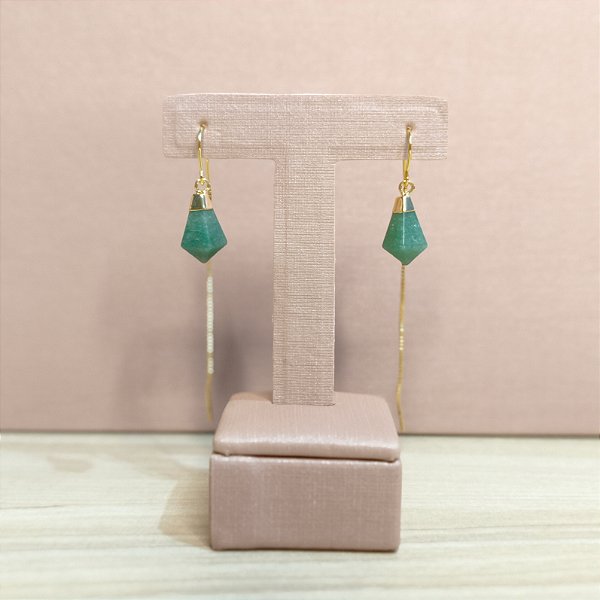 Brinco Passante Ponta Quartzo Verde - "Saúde e Vitalidade"