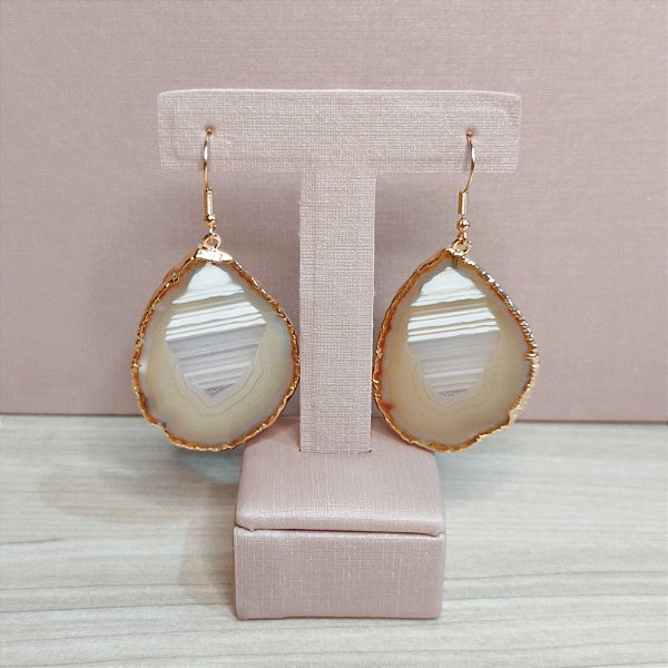 Brinco Chapa de Ágata - "Boa Sorte"