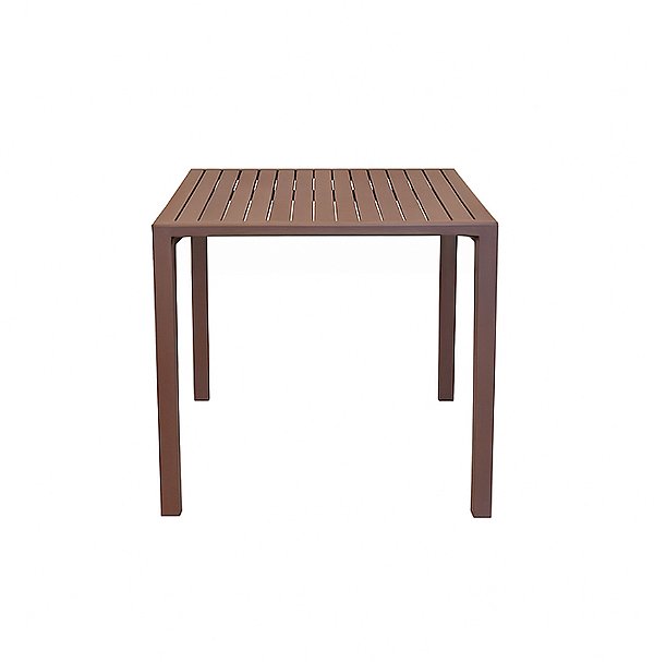 Mesa Quadrada em Alumínio com Tampo Ripado 90x90cm