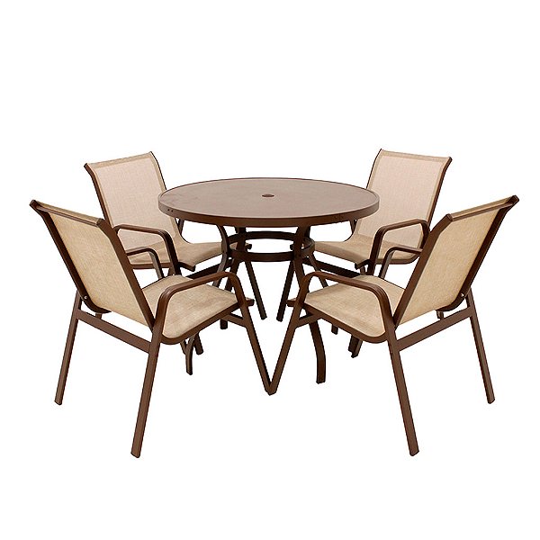 Conjunto de mesa Lótus Tampo Liso com 4 Poltronas