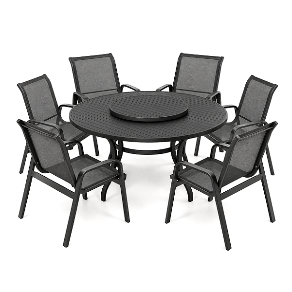 Conjunto de mesa Lótus Giro Externo com 6 Cadeiras