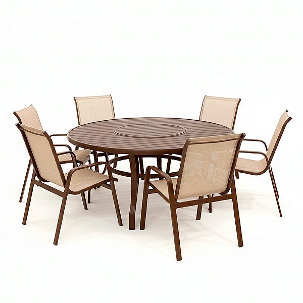 Conjunto de mesa Lótus Giro Interno com 6 Cadeiras