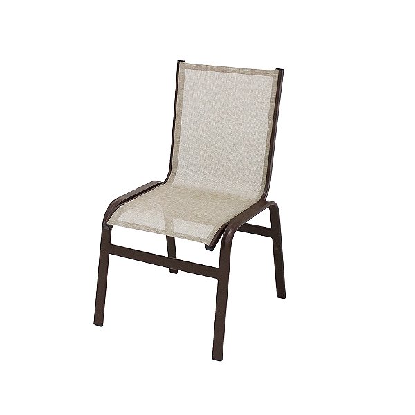 Cadeira Lótus Sem Braço em Tela Sling e Alumínio