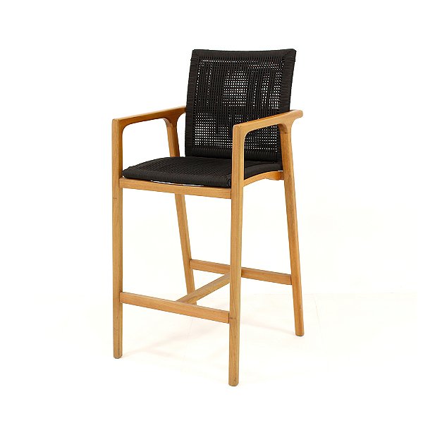 Banqueta Palmeira de Madeira e Corda Náutica