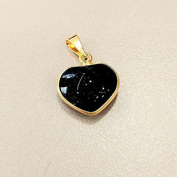 Pingente Coração Pedra da Estrela 16mm canovão. Banhado a Ouro