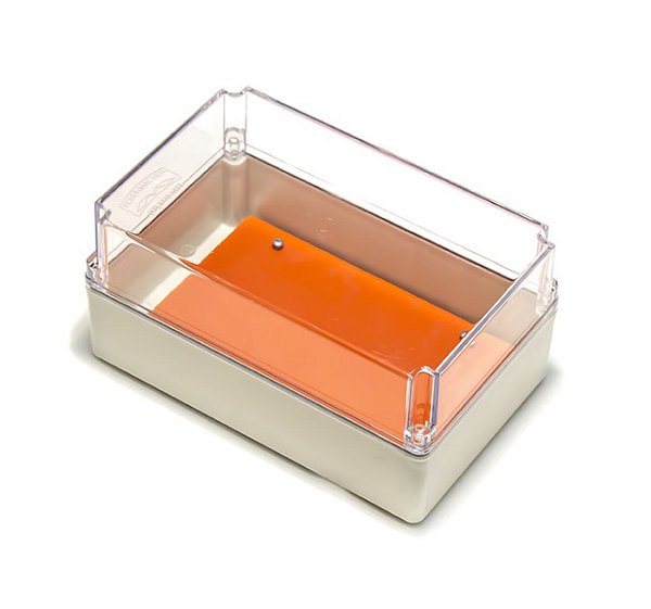 Caixa Plástica tampa transparente 250X160X120MM Cinza