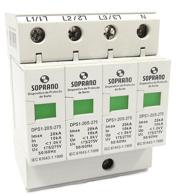 Protetor Surto Dps Soprano A.raio Trifásico+n 275v 20ka