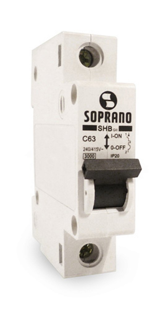 Disjuntor Soprano Curva C Mini Din. Unipolar 6 A 70a Linha SHB 1C