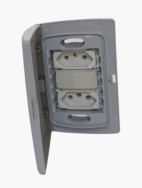 Tomada dupla 2P+T 10-20A Weg Composé Cinza externo c/tampa