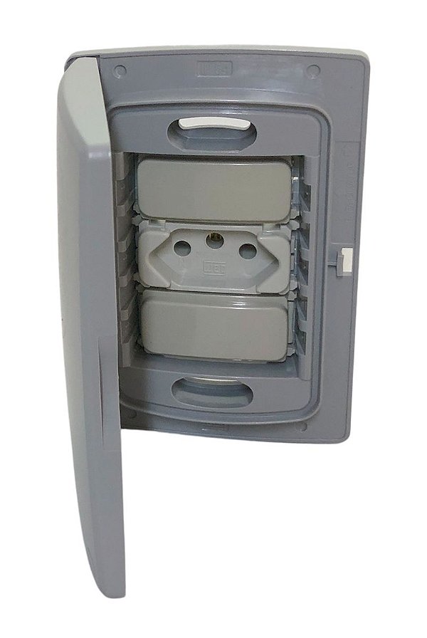 Tomada 2P+T 10A Weg Composé Cinza uso externo c/tampa IP-54