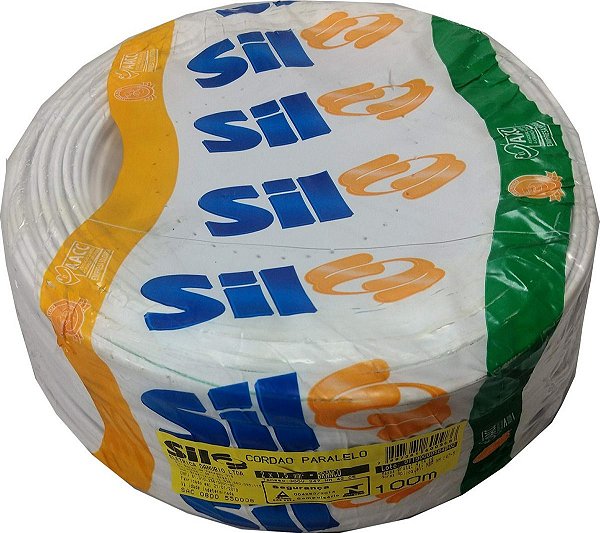 Fio Flexível Cordão Paralelo 2x1,5mm² Sil branco 100metros