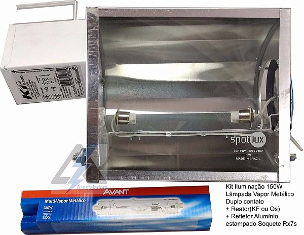 Kit Refletor Reator Lampada Metalica 150w Branca