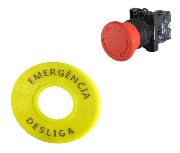 Botoeira De Emergência Soprano Cogumelo 40mm Com Plaqueta