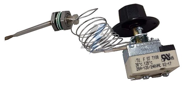 Termostato Capilar 0/120ºc 20 Amp.-c/ Botão Caem Secador