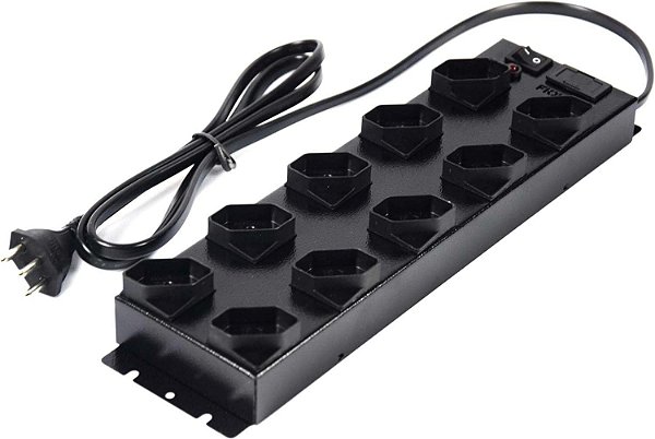 Filtro De Linha Fiolux Preto 10 Tomadas espaçadas c/ Fusível