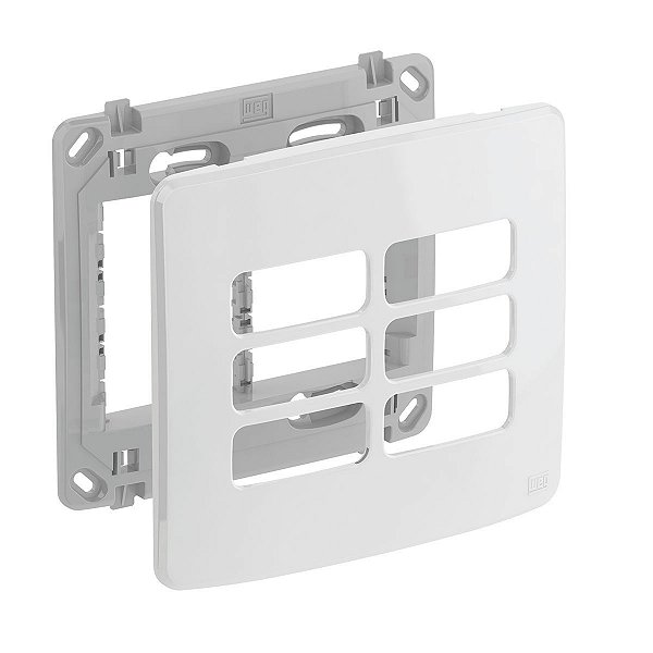 Placa 4x4 Weg Compose Branca com suporte para 6 módulos