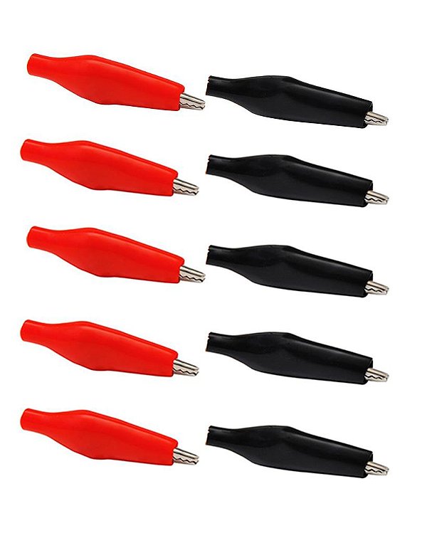 Garra de Jacaré mini  5A  Preta - vermelha kit com 10un