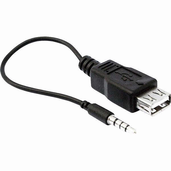 Cabo P2 Plug 3.5mm X Usb 2.0 Fêmea Preto Tblack Pen Drive E