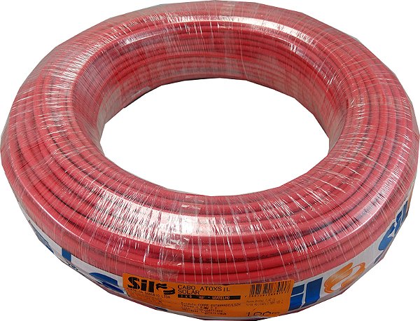 Cabo Solar Fotovoltaico Sil 6mm Rolos C/ 100 Metros vermelho
