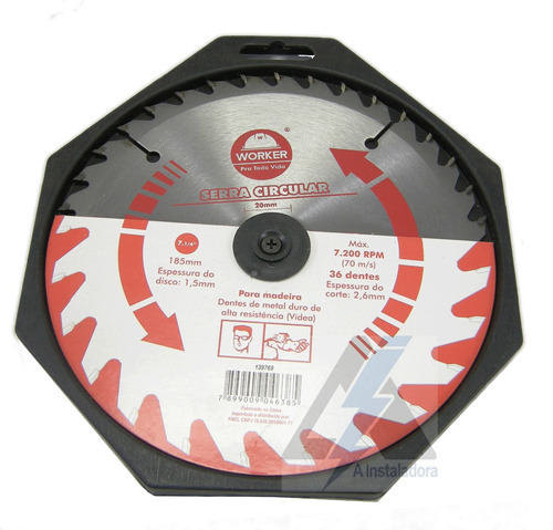 Serra Circular Vídea Para Madeira 36 Dentes Worker