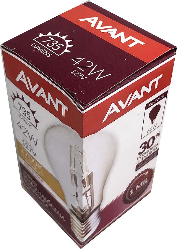 Lâmpada Halogena Avant  42wx127v  Bulbo E-27