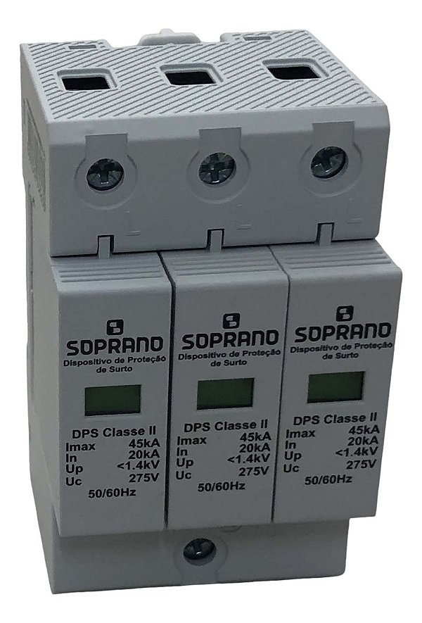 Dispositivo Protetor De Surto 3 Polo 45ka - Dps Soprano