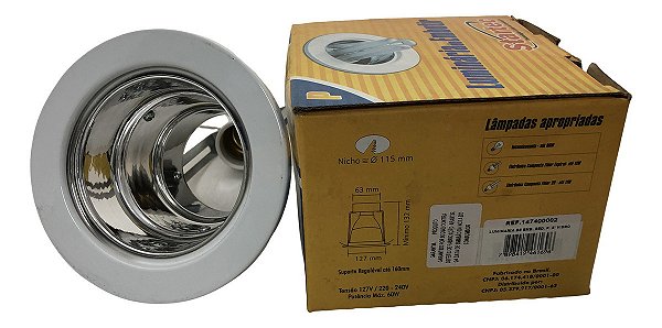 Luminária De Embutir Gesso E27 Lâmpadas Até 60w