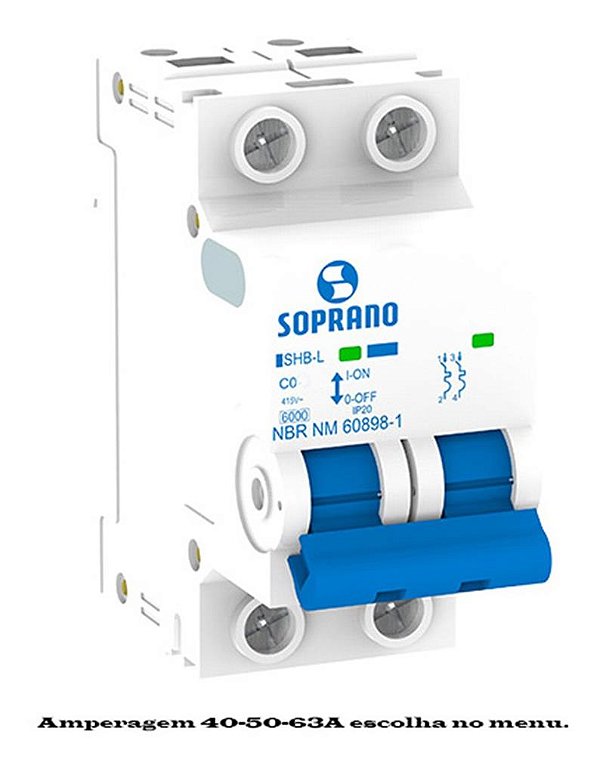 Disjuntor Bipolar Soprano Din - Cemig 40-50-63a