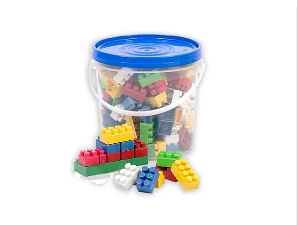 Blocos De Montar 40 Peças Balde Blocks Kids Maptoy Infantil