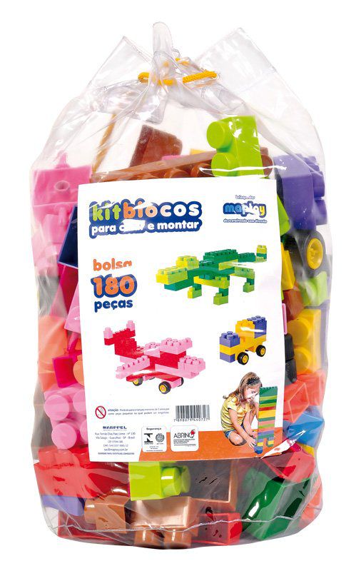 Blocos Educativo 180pçs Grandes Bolsa Blocks Kids - Maptoy