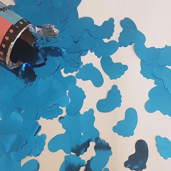 Tubo Lança Confetes Chá Revelação Pezinho Azul Bebê Festas