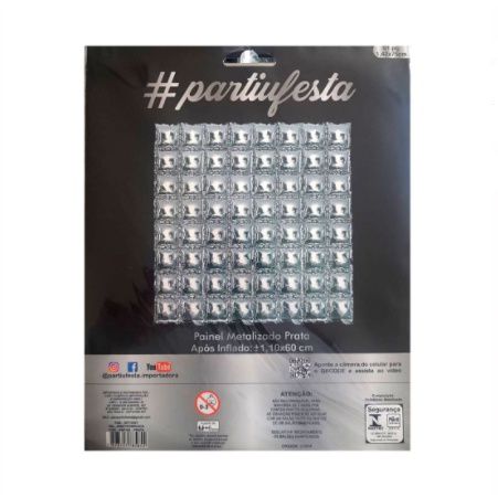 Painel De Balao Metalizado Prata Decoracao Festas 1,10x60cm