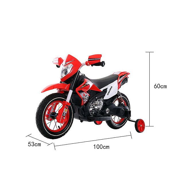 Motocicleta Eletrica Infantil Vermelha C/ Rodas Apoio 6V7AH