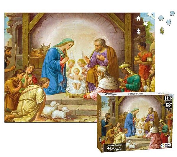 Quebra Cabeça Presépio 1000 Pçs Quadro Pintura Jesus Puzzle