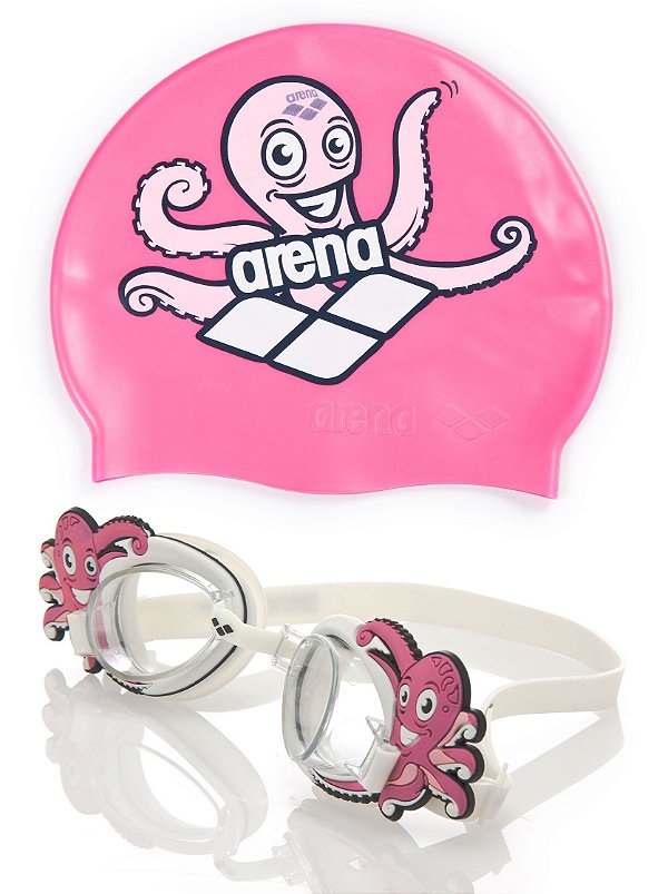 Kit Touca + Óculos de Natação Polvo Rosa Octopus Arena