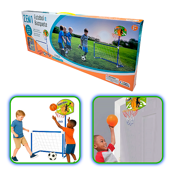 Brinquedo Kit Futebol e Basquete Infantil Pais e Filhos