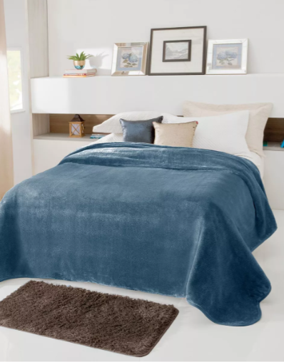 Cobertor Jolitex Casal Kyor Plus Liso 1,80x2,20m Petróleo