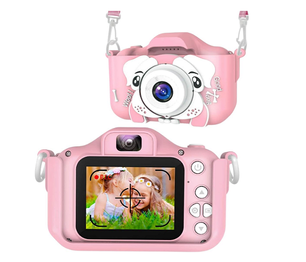 Mini Câmera infantil Digital Portátil Video Cachorro Rosa