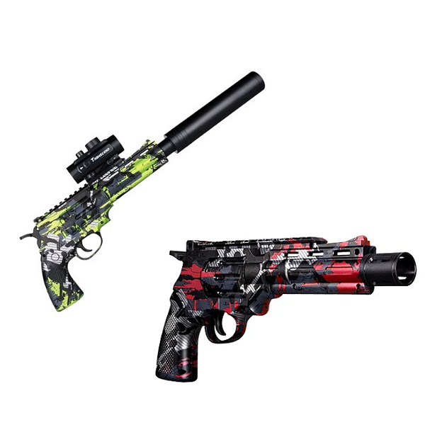 Kit 2 Arminhas Lançador de Orbeez Revolver Short Camuflado