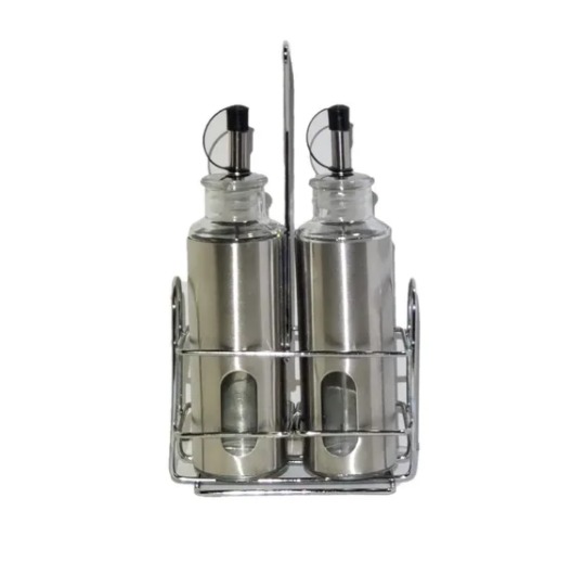 Kit 2 Galheteiros De Aco Inox Azeite E Vinagre Com Dosador