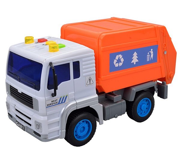 Caminhão Coleta De Lixo Fricção Som E Luz Brinquedo Infantil