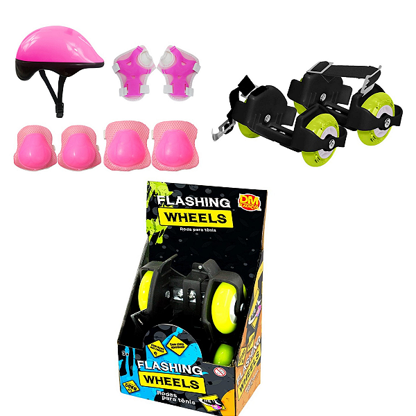 Kit Proteção Radical Plus Verde com Flashing Wheels –DM Toys