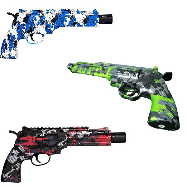 Kit 3 Arminhas Lançador de Orbeez Revolver Short Camuflado