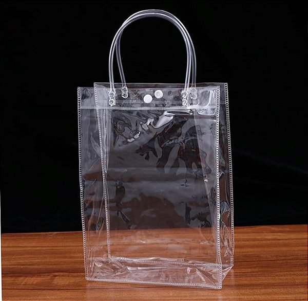 Sacola Bolsa Sacolão Pvc Cristal Transparente Praia Clube