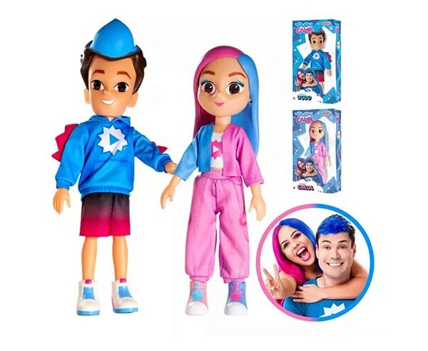 Kit Bonecos Dudu E Carol Original Youtuber 26cm Articulados