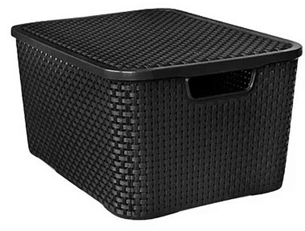Caixas Organizadoras Rattan Preto C/ Tampa 15L Monte Libano