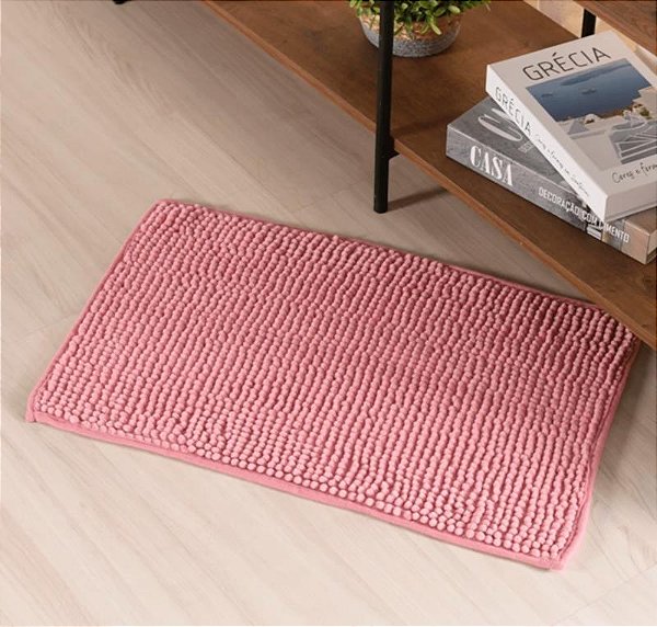 Tapete Pipoca 38cm x 58cm Macio e Antiderrapante Rosa