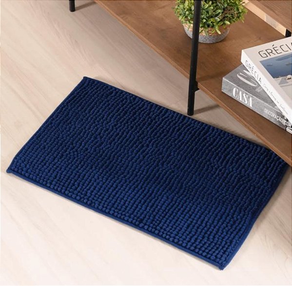 Tapete Pipoca 38cm x58cm Macio e Antiderrapante Azul Marinho